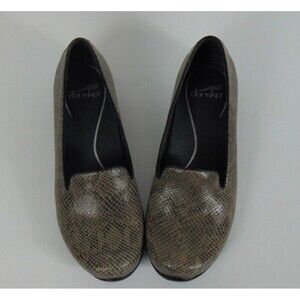 Dansko 39 Olivia Snake Print Gray Leather Comfort Loafers 8.5 to 9 Women's